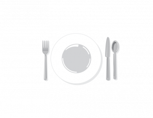 white plate and utensils graphic